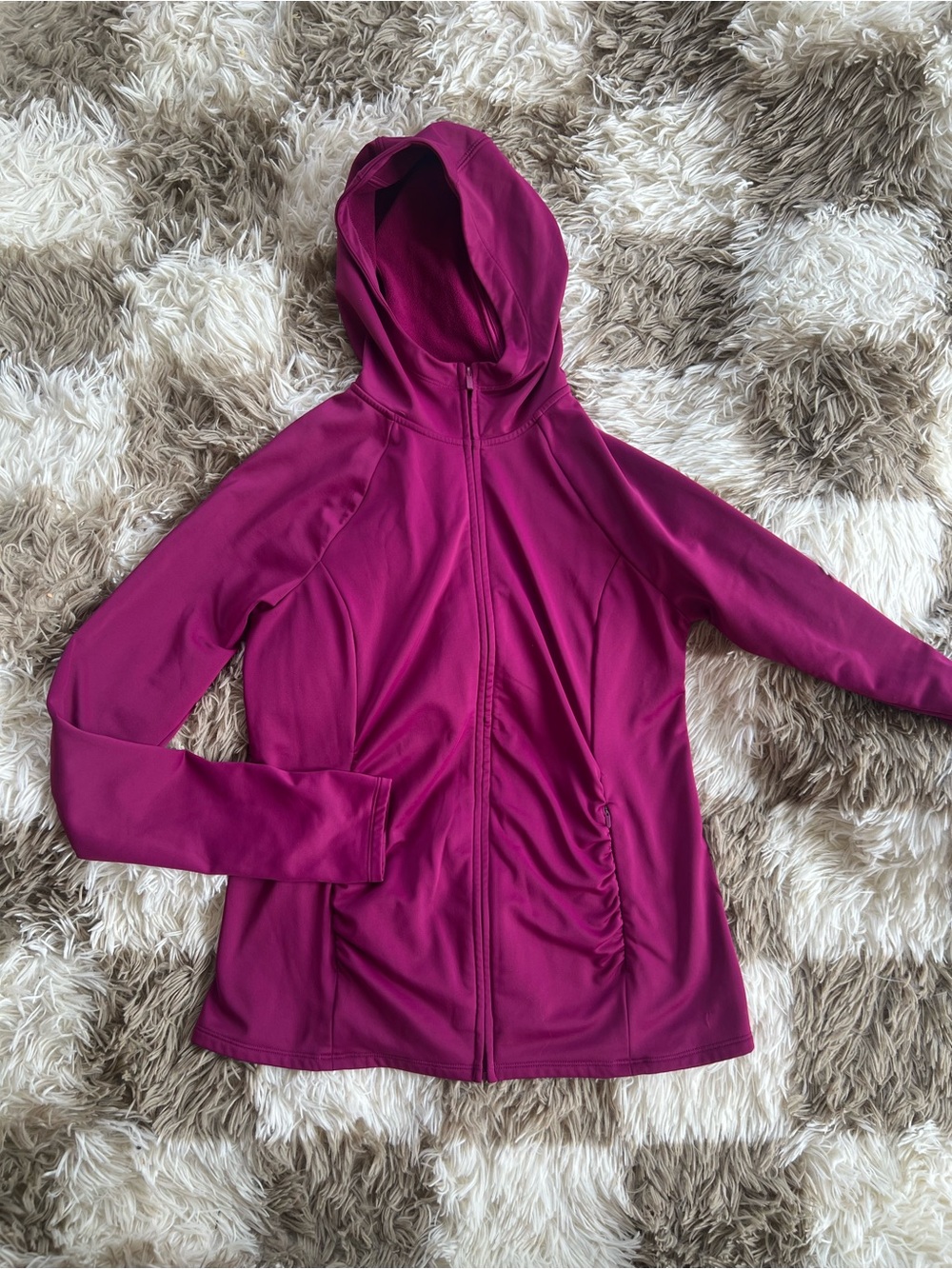 Women's maternity Hooded Zip Jacket in Berry